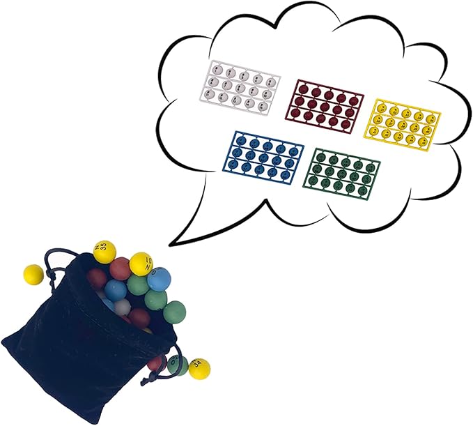 JUNWRROW Deluxe Bingo Game Set-Includes Bingo Cage,600 Colorful Plastic Chips with a Bag,100 Mixed Cards,75 Calling Balls with a Bag,Plastic Master Board-Ideal for Large Groups, Parties