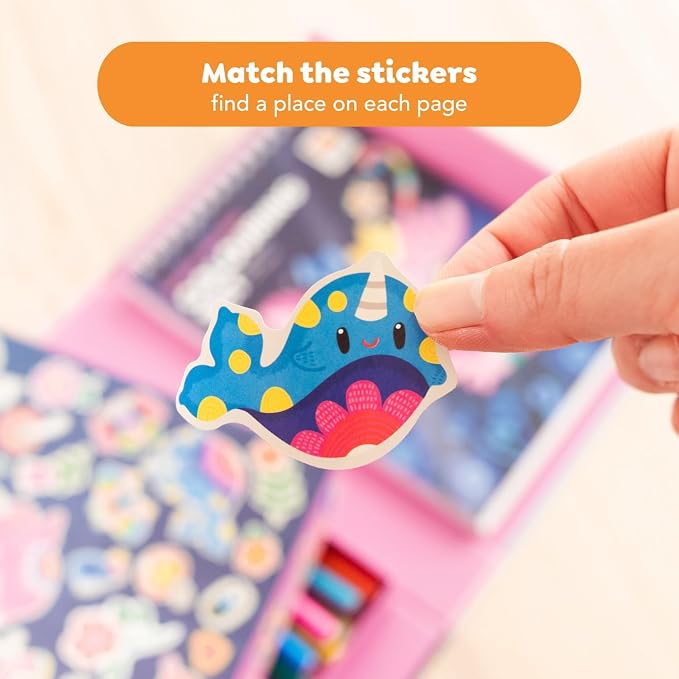 Tiger Tribe Coloring Set - Magical Creatures, Activity Set for Kids, incl. Stickers & Markers Portable Storage Box, Perfect for Travel, Great Gift