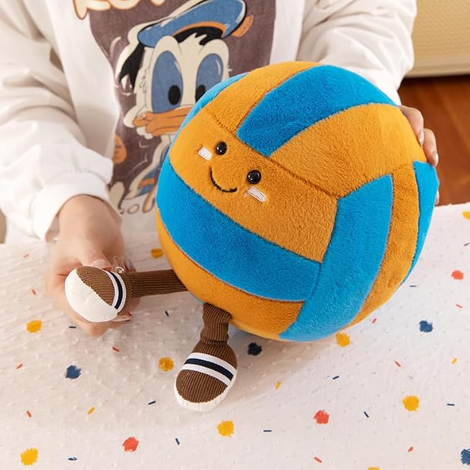 11" Cute Football Plush Toys Soft Stuffed Sport Throw Pillow Plush Ball Gift for Kids Birthday and Christmas Decoration (Volleyball - Yellow)