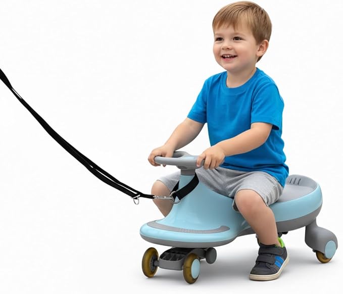 Ride On Toy Tow Rope with 2 Lengths (6ft & 3ft) - Heavy-Duty Black Canvas Pull Strap for Toddler Tricycles, Wiggle Cars, Scooters, Push Car - Alternative to Push Handle