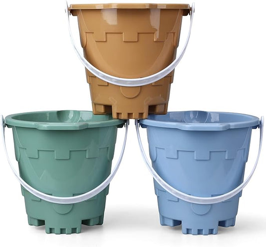 Jumbo Avocado Castle Model Beach Gear 7" Large Sand Buckets Pails Beach Water Pool Gardening Bath Toy Environmentally ABS Durable Thick Plastic Complete Gift Set Bundle for Kids Boys Girls
