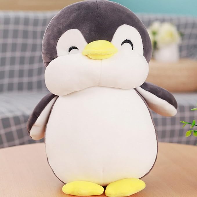 Stuffed Penguin Animal Plush Toy 12 Inch Gray Animal Stuffed Plushies Super Soft Cute Cuddly Pillow Cushion Stuff Dolls Birthday Gifts for Children Kids Boys Girls Room Decor Bedtime, 12Inches