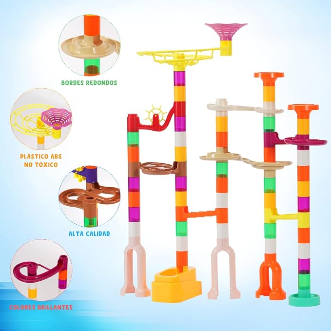 ifollower 166 pcs Marble Run Kit, Upgraded Marbles Kit for Kids STEM Toys with Glow Marbles, Beginner Marble Race Track Set with Colorful Birthday for Kids Boys Girls