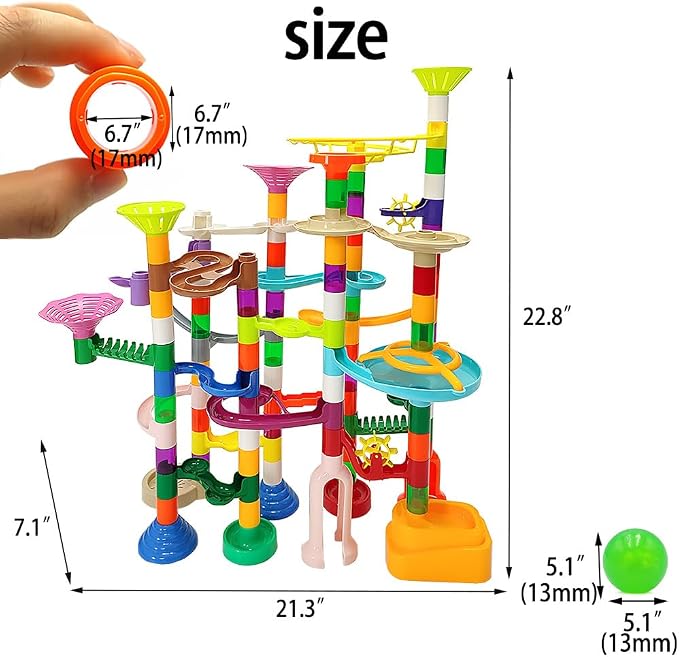 DSHMIXIA Marble Run for Kids Ages 3-4 5-8 150pcs Sturdy Building Toys Kids Games Marbles Run Track Amazing Fun Boys Girls Gifts (Standard)