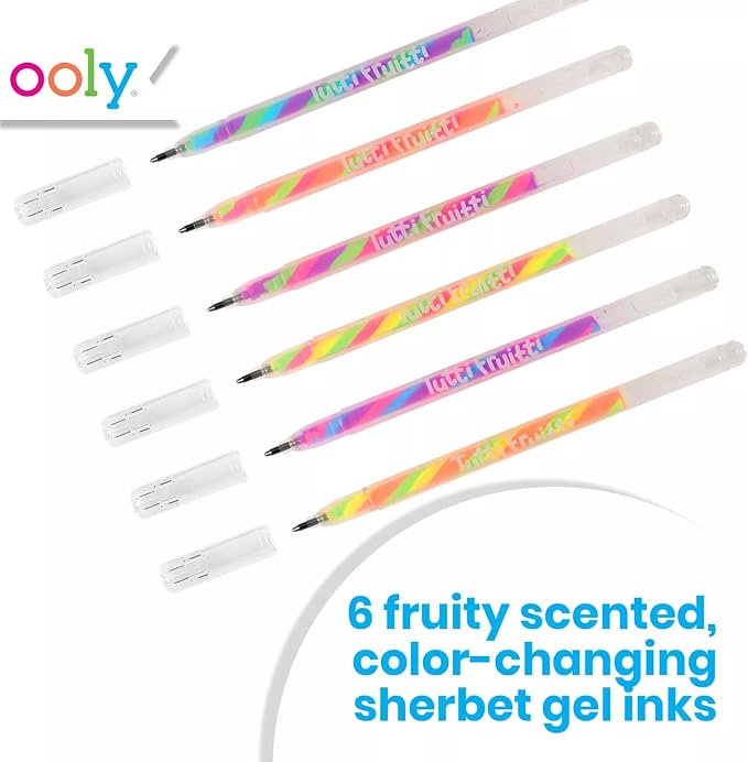 Ooly Scented Tutti Fruitti Color Changing Gel Pens Set of 6-1.00mm NIB, Color Changing as you Write, Pens for Kids and Adults, Art and Stationery Supplies