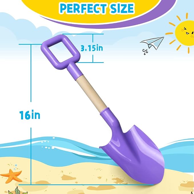 Kids Garden Tool Shovels Toys, 16" Long Kids Beach Spades Sand Shovels Toys for Adults Gardening Tools Garden Kit Travel Sandbox Toy Sturdy Snow Scoop Durable Wood Handle Spade for Digging Sand Snow