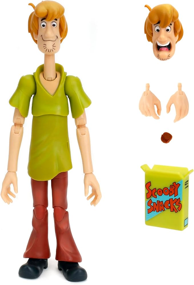 Jada Scooby-Doo! Wave 1 Shaggy Action Figure – 1:12 Deluxe Scale Toys – 6" Tall, Fully Articulated, Collector Packaging