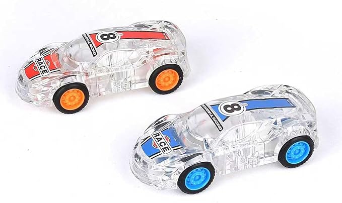 ZOHANINDL LED Light Up Pull Back Car Toys,Race Cars Toy (2 Pack),Car Body Glows-Batteries Included,Suitable for Toddlers 3 4 5 6 7 8 Year Old Kids for Boys and Girls Birthday Party Gift