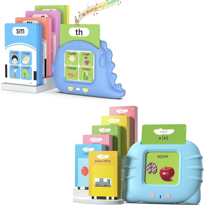 Talking Flash Cards for Toddler 1 2 3 4 Year Olds, Language Learning Toys, Phonics Talking Flash Cards for Toddlers 2-8, Digraphs CVC Blends Long Vowel Sounds Spelling Reading