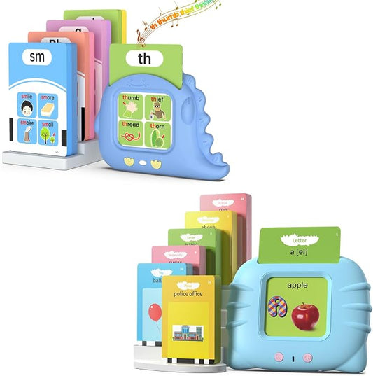 Talking Flash Cards for Toddler 1 2 3 4 Year Olds, Language Learning Toys, Phonics Talking Flash Cards for Toddlers 2-8, Digraphs CVC Blends Long Vowel Sounds Spelling Reading
