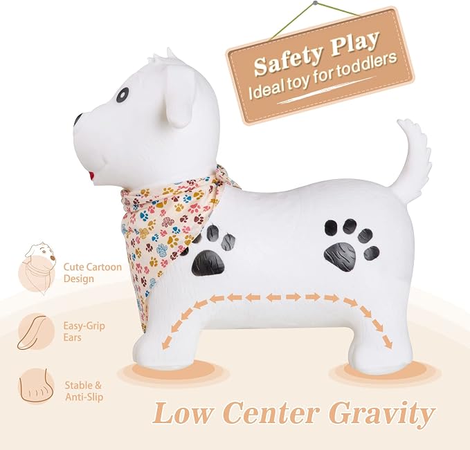 INPANY Bouncy Dog Hopper Toys for Toddlers-Hopping/Bouncing/Bounce Horse, Jumping Horse, Outdoor Indoor Inflatable Ride-on Animal Toy for Kids/Boys/Girls Gifts(Pump Included)