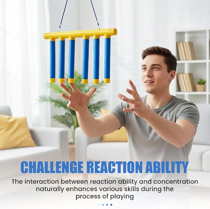 Reflective Drop Stick Challenge Game, 2026 New Hand Eye Coordination Reflex Training Toy, 3 Adjustable Speed Modes, Catching Sticks Game for All Ages (Pink)
