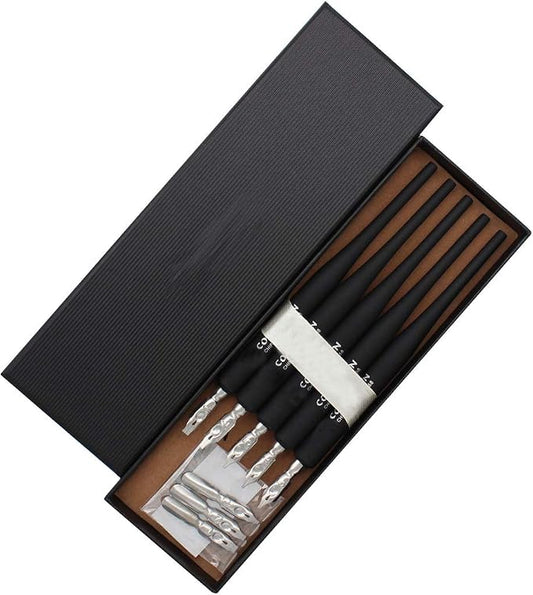 Plastic Professional Manga Gothic Pen Dip Pen Set with 5 Nibs Manga Calligraphy Drawing Pen Kit - 5 Pcs, Black