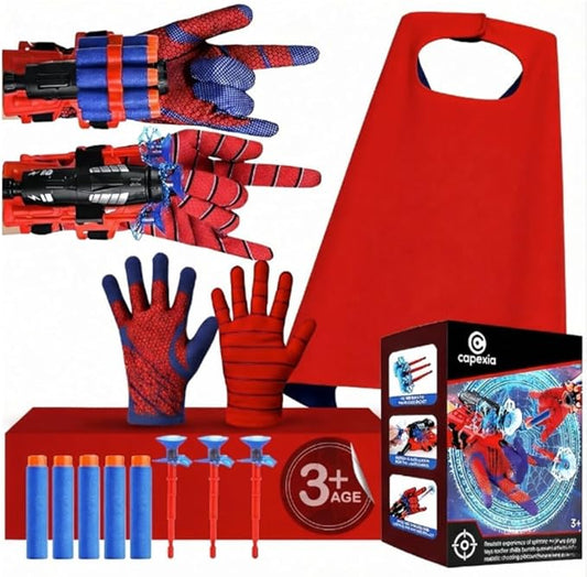 Superhero Toy Set – Includes 2 Shooters, 2 Gloves, and 1 Cape – Ideal for Indoor and Outdoor Costume Role-Playing & Imaginative Play