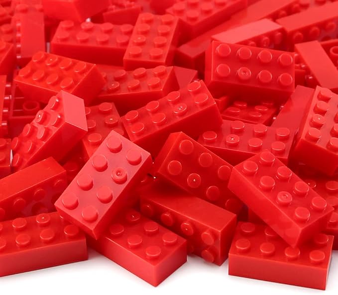 100pcs 2x4 Bricks Red Parts Pieces Building Blocks Classic Creative Play Set Toy Accessories Compatible with 3001 Major Brick Brands