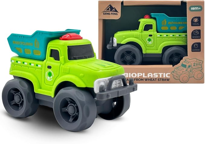 Aigitoy Toddler Car Toys for Boy Girl 1-3 Year Old, Green Recycling Truck, BPA Free, Phthalates Free, PVC, Recycled Plastic, Toddlers Toy for Fine Motor Skills, Birthday for Boys Girls