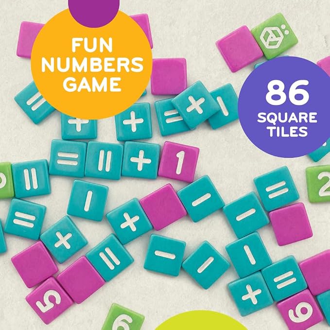 Mobi Kids Educational Math Game - Addition, Subtraction, Multiplication & Division in a Crossword Grid & Numerical Function Tiles, Learning Math Games Kids - for Children Ages 4-8