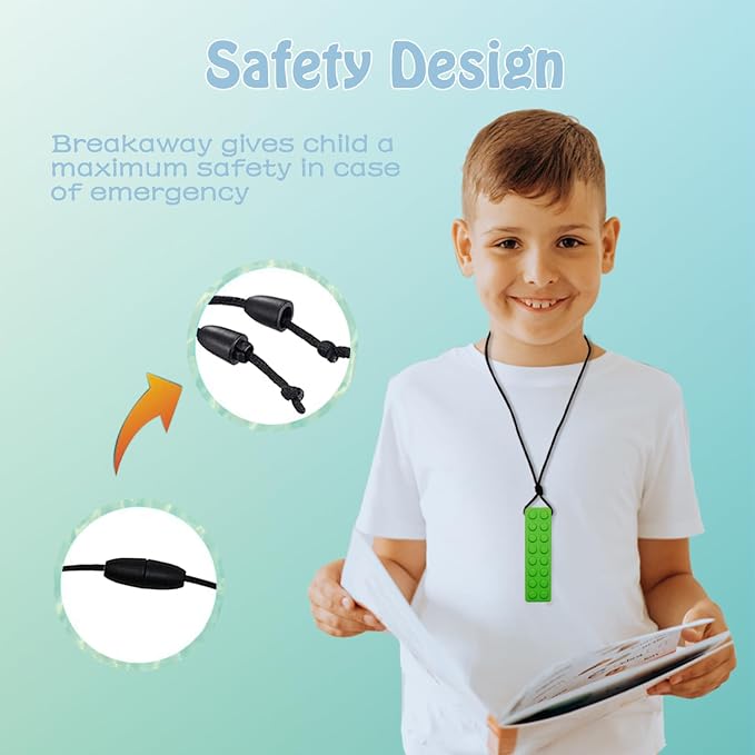 Chew Necklaces for Sensory Kids, 6 Pack Chewy Necklaces for Autism and ADHD, Silicone Pendants Chewies for Baby Teething, Chewing Necklaces for Toddler Boys and Girls
