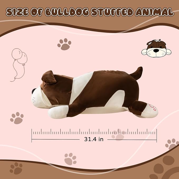 Large Dog Stuffed Animal,31 Inch Brown Dog Plushie,Oversized Huggable Plush Toy for Cuddling on Bed Couch Home Decor