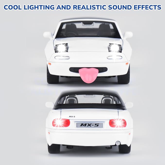 Car Toys for Boys 1 32 Diecast Cars Metal Toy Car,Collectibles Model Car Kits for Adults and Kids,Pull Back Cars with Lights and Sounds,Toy Cars for Boys Age 4-7（White）