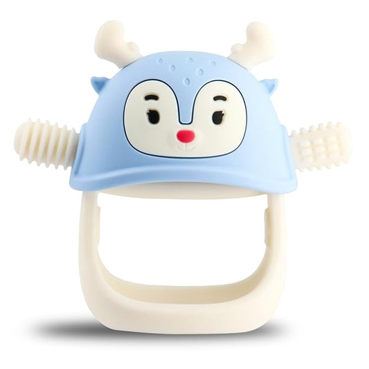 Smily Mia Teething Toys for 0-6Months, Silicone Baby Teethers for 3-6Months, Teething Mitten for 6-12M Baby Teething Relief, Hand Teethers for Infants, Ocean Blue