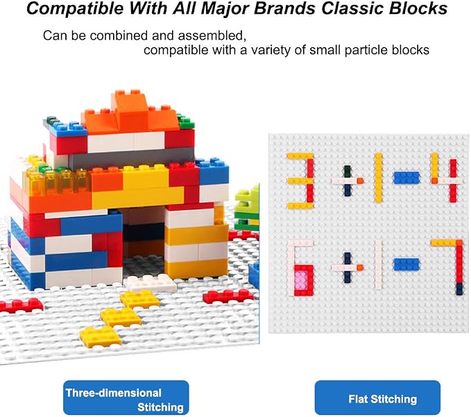LVHERO Classic Baseplates Building Plates for Building Bricks 100% Compatible with All Major Brands-Baseplate, 10" x 10", Pack of 8 (White)