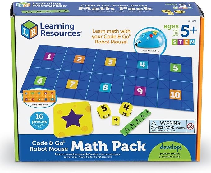 Learning Resources Code & Go Robot Mouse Math Pack, Screen-Free Coding & Math Expansion Set, Early STEM Learning for Kids Ages 5+