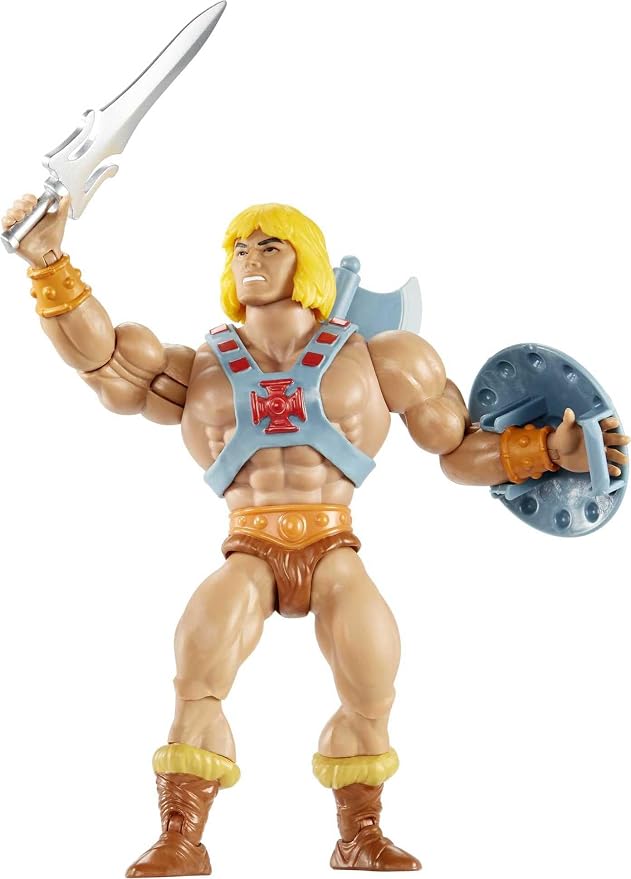 Masters of the Universe Origins Action Figure He-Man 5.5 Inch 1980s Motu TV Hero Toy, Detailed Design with Harness, Sword, Axe & Shield