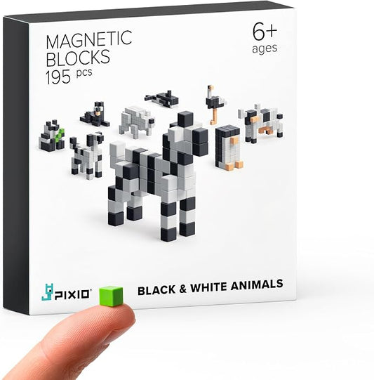 PIXIO Mini Magnetic Blocks & Magnetic Cubes for Kids – Tiny Magnets for Crafts, STEM Building Set, Sensory Learning Toys, Creative Construction Kit with Animal Figures, Ages 6+