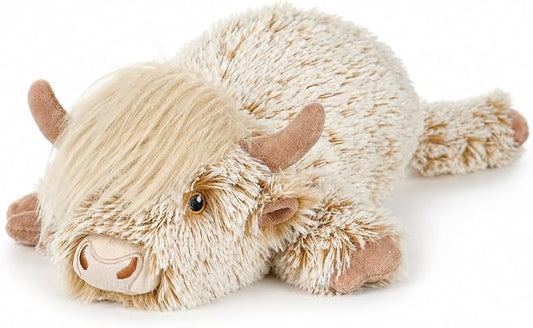 Microwavable Highland Cow Stuffed Animal, 1.4Lb Weighted Stuffed Animals Heating Pad with Lavender Scent, Cozy Warm Plush Toy for Kids,Girls,Women, Cute Soft Gift for Bedtime, Relax & Comfort