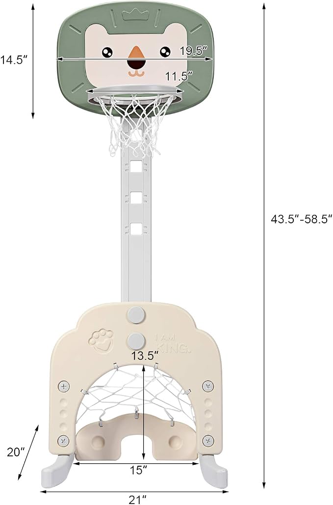 Costzon Kids Basketball Hoop, Toddler Sports Activity Center w/ 5 Adjustable Height Levels, Basketball Soccer Golf Game Set, Indoor Outdoor Basketball Hoop Set Gift for Baby Infant