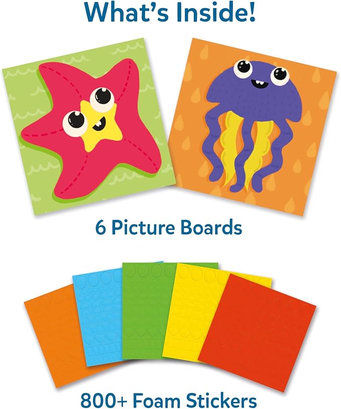 Skillmatics Foam Sticker Art Activity - Under The Ocean, Mess-Free Fun for Kids, 800+ 3D Foam Stickers, DIY Felt Craft Kits, Gifts for Girls & Boys Ages 3, 4, 5, 6, 7