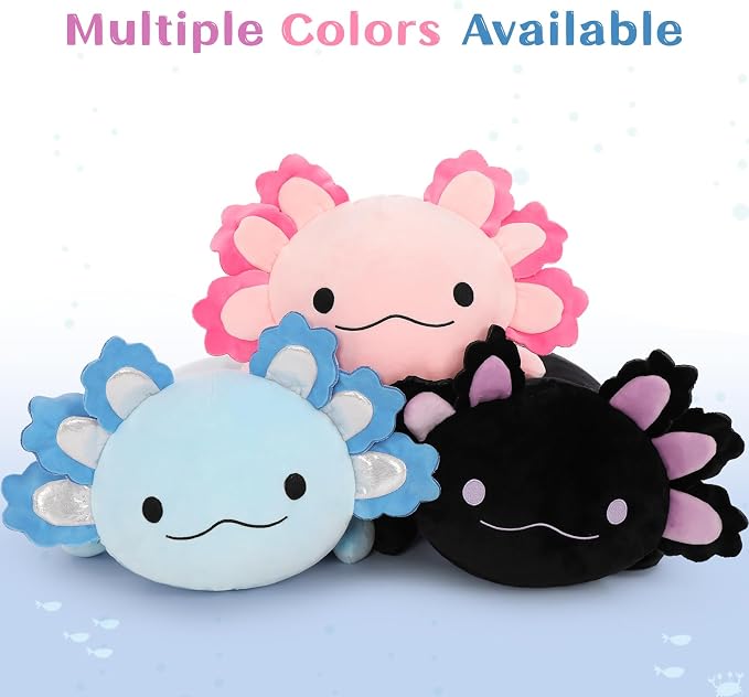 MaoGoLan Giant Axolotl Plush with 3 Baby Axolotl Inside - 23.5" Soft Stuffed Animal Throw Pillow - Blue