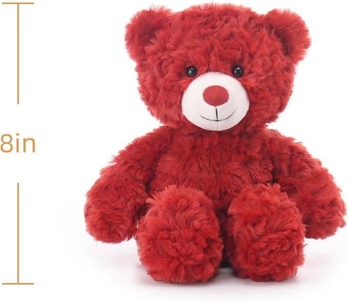 Apricot Lamb Plum Red Flower Bear Stuffed Animals for Kids, Soft Cute Plush Toys for Baby Girl and Boy, 8 Inches