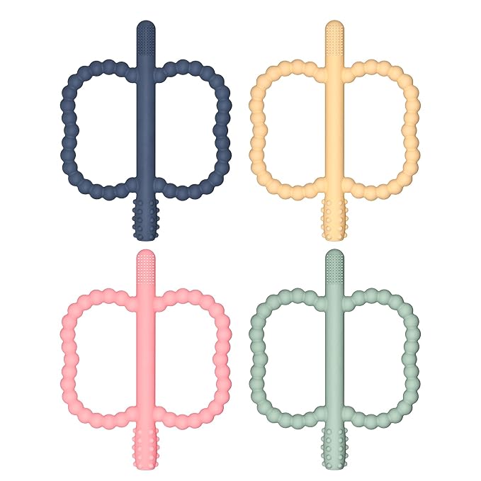 4 Pack Baby Silicone Teething Toys, Teething Sticks for Babies,Silicone teether Tubes for Baby Girl,BPA Free, Soothe Gums for 0-6 3-12 18-36 Months, Newborn Infants Toddler Sensory Chew Toys