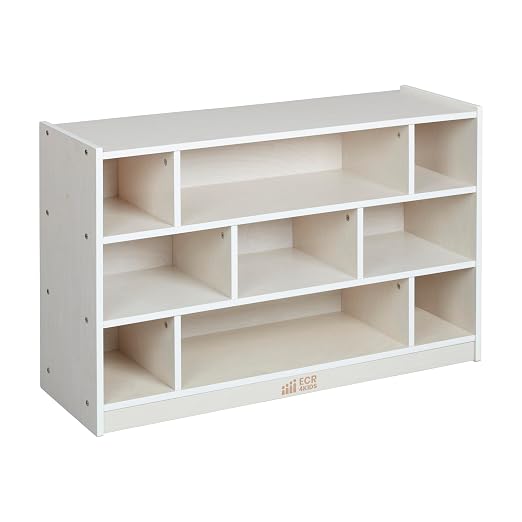 ECR4Kids Mobile Building Block Storage Cabinet, Medium, Classroom Furniture, White Wash