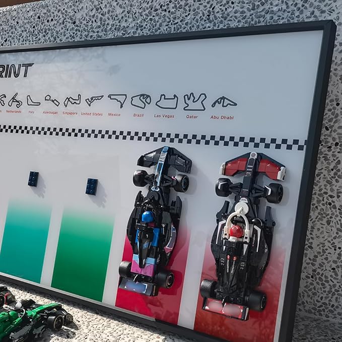 Display Wallboard for LEGO Speed Champions Ultimate Collector's Pack - Contains 10 Sets in 1 66802,77242,77243,77244 F1,Adult Collectibles for Car Wall Mount Building Blocks (Only Display Wallboard)