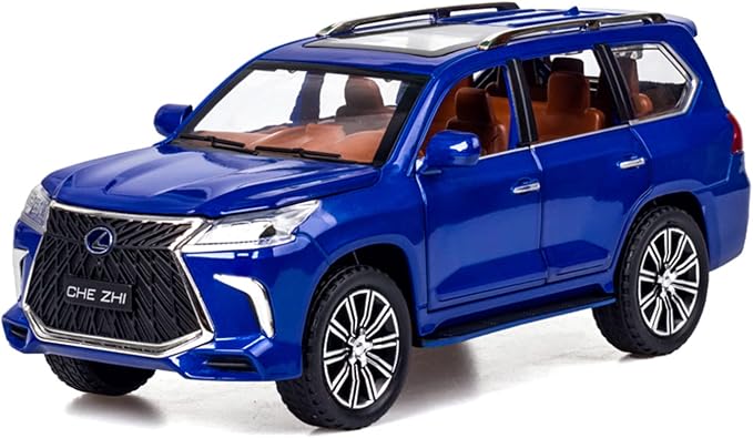 Diecast car Model 1/24 Scale - Zinc Alloy Pull Back Toy car with Sound and Light, Collectible Toys Vehicle for Adults and Boys Girls (Blue)