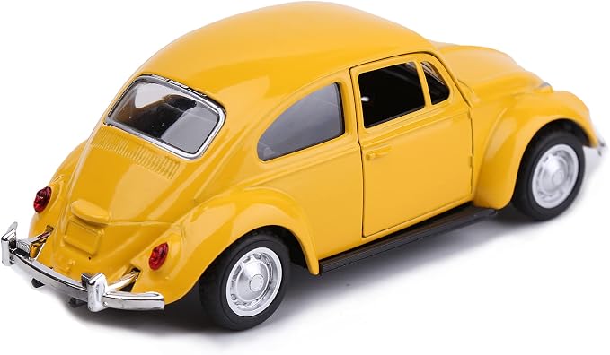 Berry President 1967 Classic Beetle Bug Vintage 1/32 Scale Diecast Metal Pull Back Car Model Toy for Gift/Kids (Yellow)