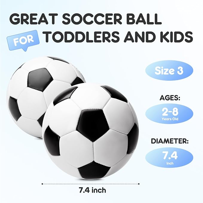 INPODAK Soccer Ball Size 3 Size 2 for Toddlers Kids 1-3 3-8, 1 or 2 Pack Cartoon Small Dinosaur Unicorn Soccer Ball Gifts for Girls Boys, Indoor Outdoor Sports Play Toys Birthday Gifts with Pump