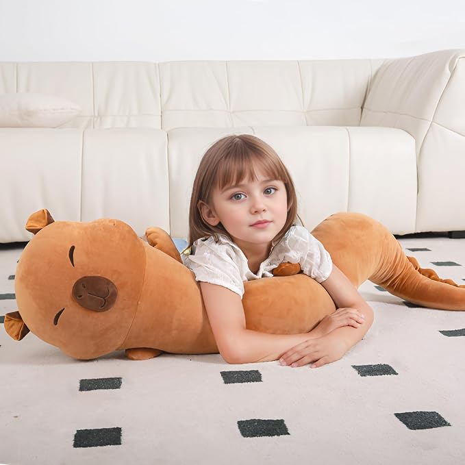 Tianmihou 48 inch Giant Capybara Plush Stuffed Animal, Big Capybara Glow in The Dark Fluorescent Plushies Pillow Toy, Jumbo Cute Capibara Body Pillow Gifts for Kids Adults, Birthday