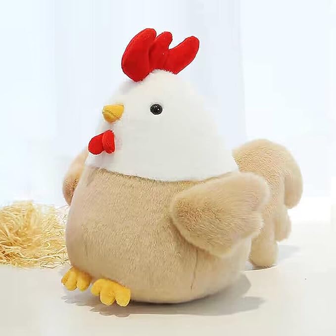 YUKOUQIAN Chicken Stuffed Animal Chicken Plush Doll Toy 8 inch for Girls Christmas (Chicken)