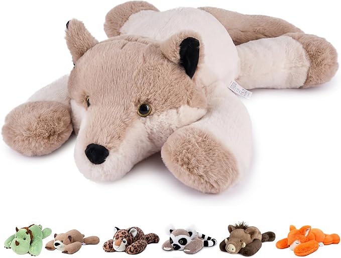 Niuniu Daddy 20" | 3.3lb Wolf Weighted Stuffed Animals for Kids & Adults, Weighted Plushies Pillow for Sleeping, Cute Lying Toy Large Huggable Gift for Everyday Comfort