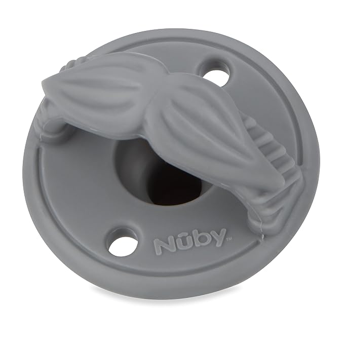 Nuby 3-D Sili Soother Pacifiers with Soft Handle and Two Safety Air Holes, 2 Pack, 0+ Months, Blue Spaceship and Gray Mustache