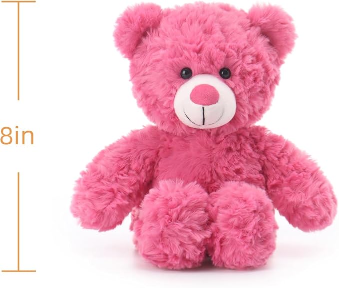 Apricot Lamb Rose Pink Flower Bear Stuffed Animals for Kids, Soft Cute Plush Toys for Baby Girl and Boy, 8 Inches