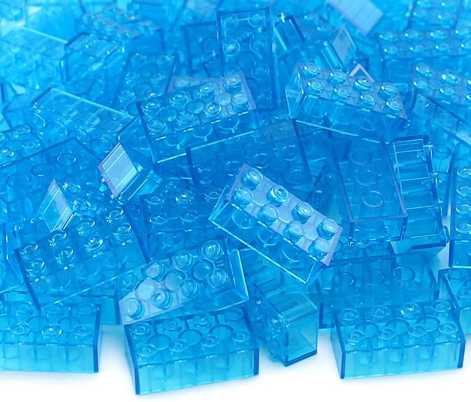 320 Pieces Transparent Medium Blue 2x4 Bricks Parts Building kit Creative Play Set Blocks Classic Toy Accessories Compatible with 3001 Major Brands (Trans Medium Blue)