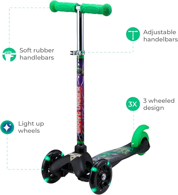 Kick Scooter for Kids, 3 Wheel Self Balancing, Light Up LED Wheels