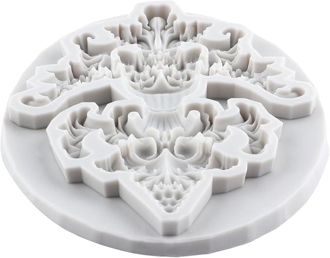 Baroque Relief Flower Polymer Clay Molds Baroque Curlicues Scroll Lace Silicone Mold for DIY Crafts Epoxy Resin Casting Air Dry Polymer Clay Plaster Jewelry Making