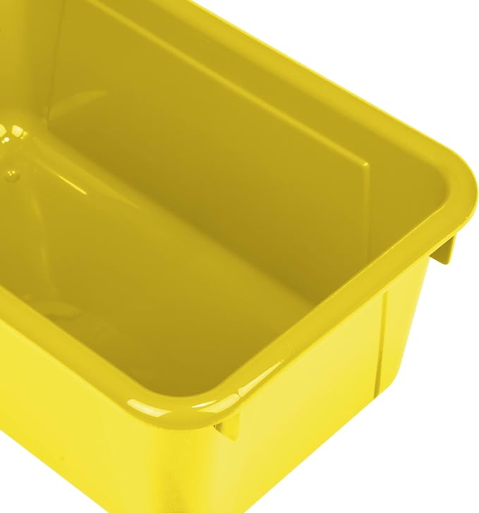 Storex Small Cubby Bins – Plastic Storage Containers for Classroom, 12.2 x 7.8 x 5.1 inches, Class Yellow, 5-Pack (62418A05C)