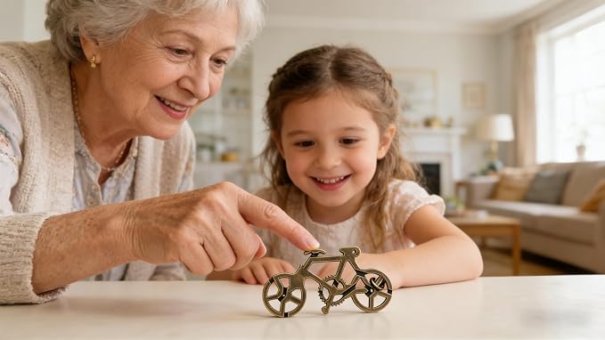 Metal Brain Teaser Puzzle - Interlocking Bicycle Challenge Toy for Kids & Adults